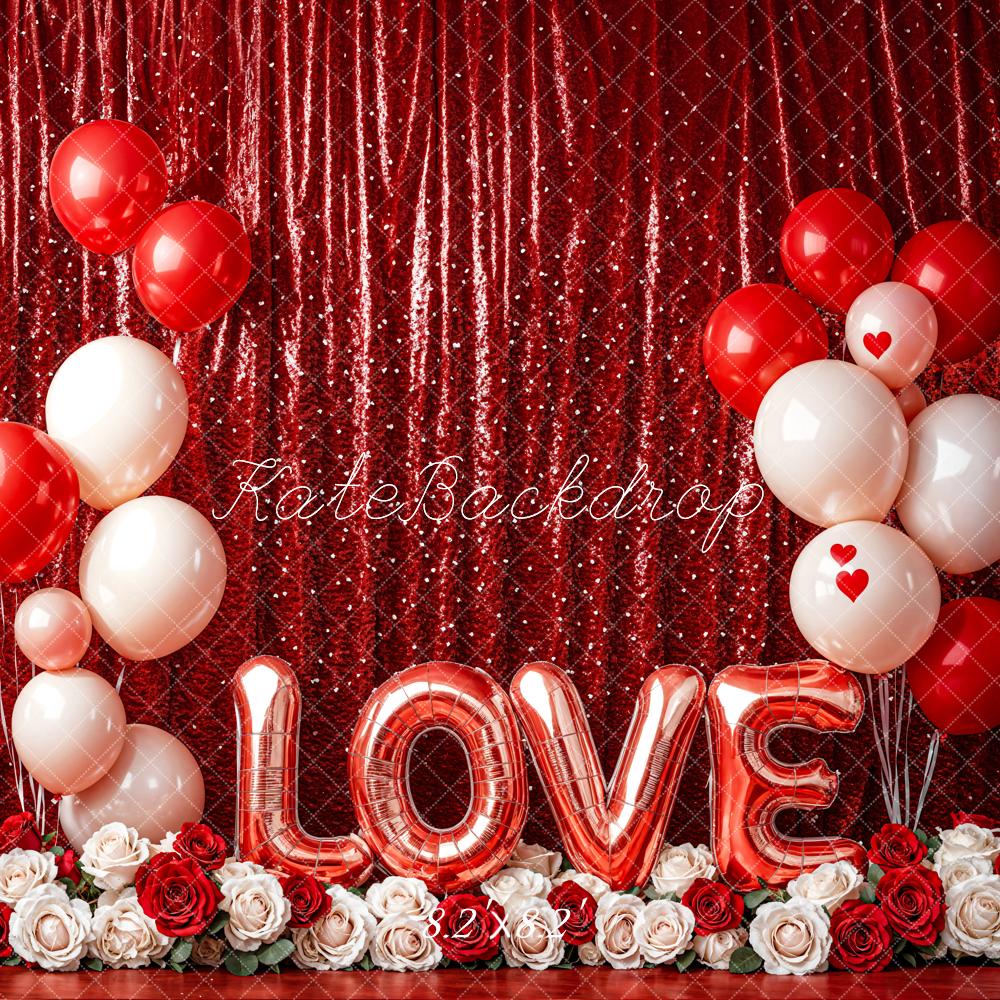 Kate Valentine's Day Love Balloon Curtain Backdrop Designed by Emetselch