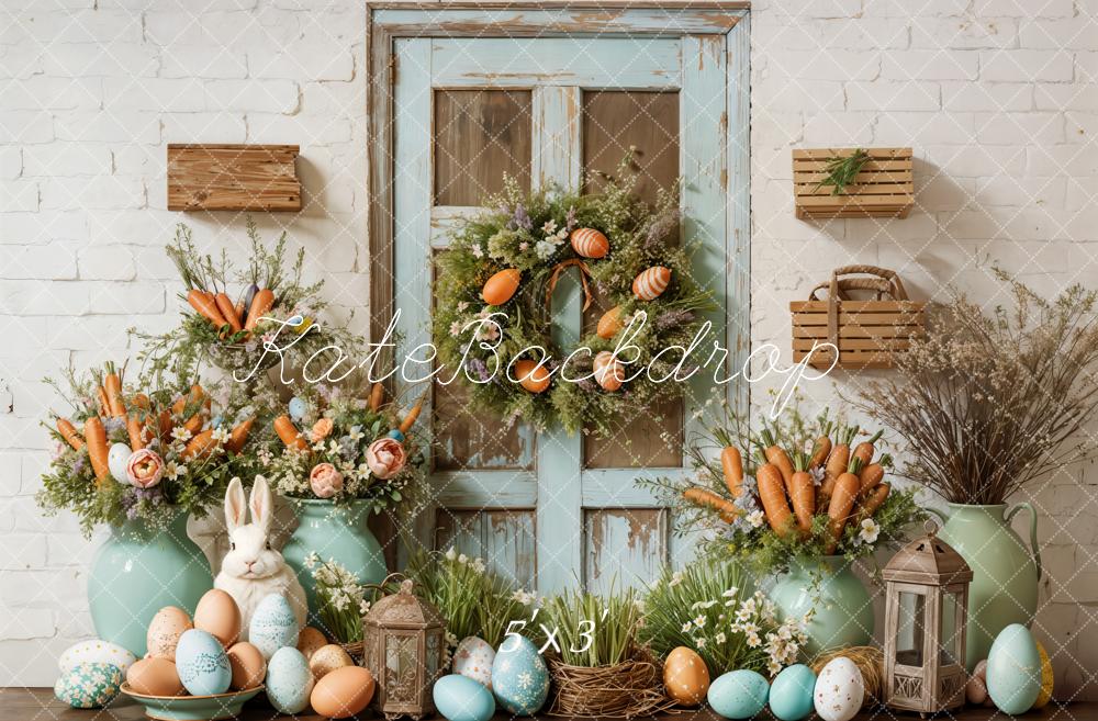 Fondo Rústico de Granero con Conejito de Pascua Floral Diseñado por Emetselch