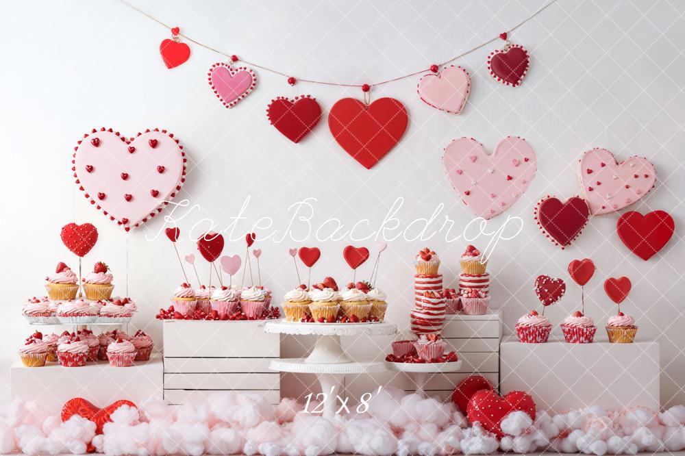 Fondo de cupcake de postre en forma de corazón Valentine's diseñado por Emetselch