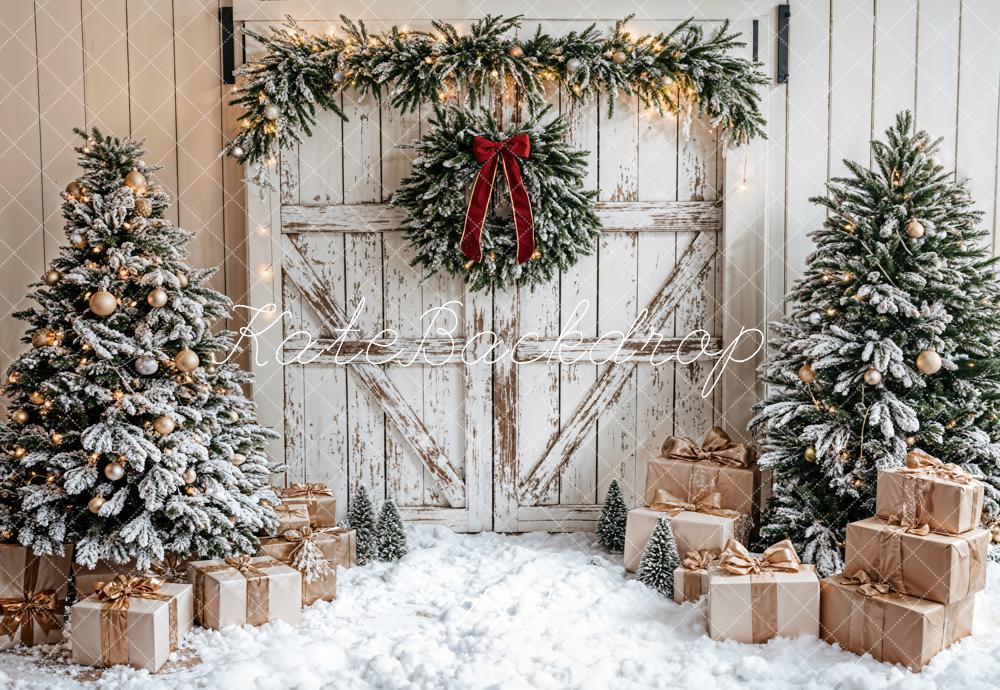 TEST Árbol de Navidad Puerta de Madera Blanca Fondo