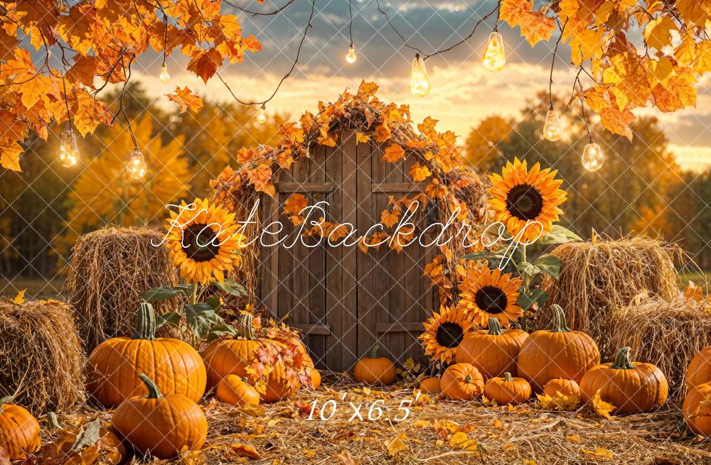 Fondo de granero de calabaza de otoño y girasol diseñado por Emetselch