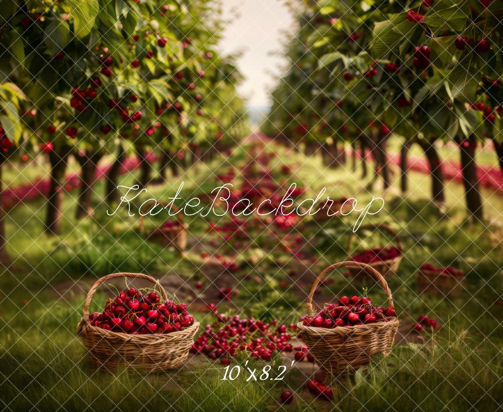 Cherry Orchard Mandje Foto Achtergrond Designed by Mini MakeBelieve