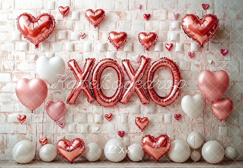 Kate Valentine's Day Pink Heart Balloon Backdrop Designed by Emetselch