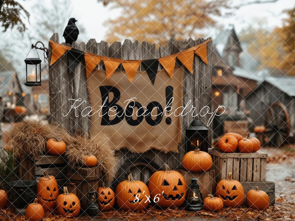 Kate Halloween Rustic Pumpkin Farmhouse Backdrop Designed by Patty Roberts