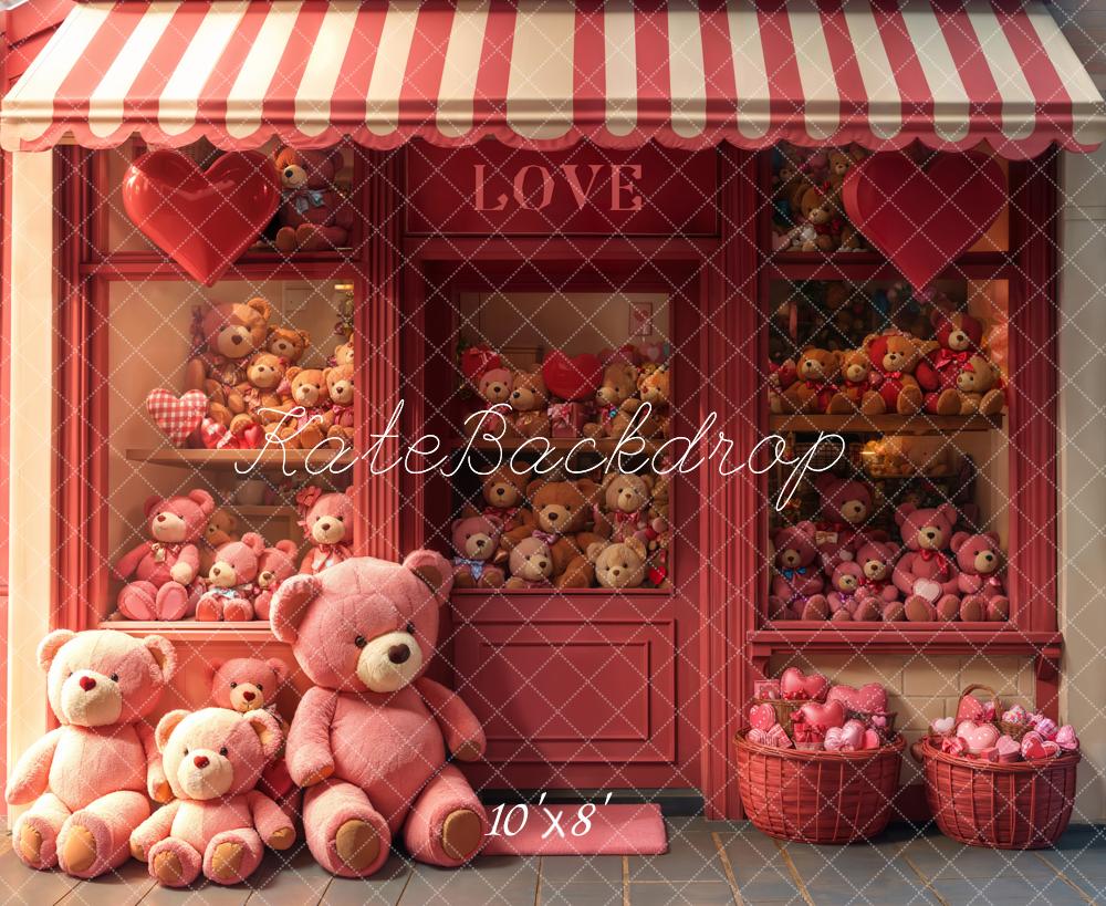 TEST Kate Valentine Teddy Bear Storefront Pink Backdrop Designed by Emetselch