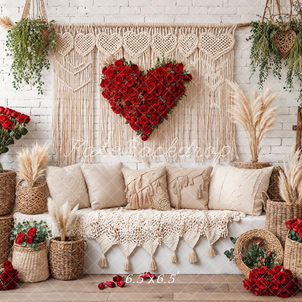 Kate Valentine Boho Heart Roses Sofa Backdrop Designed by Emetselch