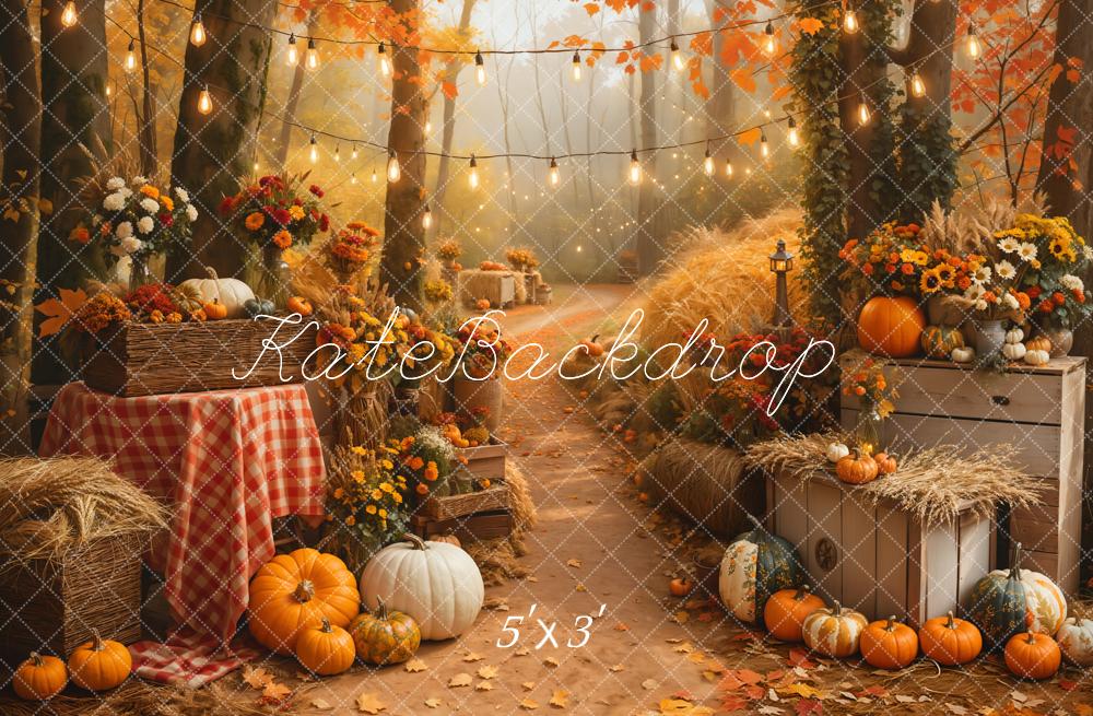 Kate Halloween Outdoor Maple Forest Pumpkin Path Backdrop Designed by Emetselch