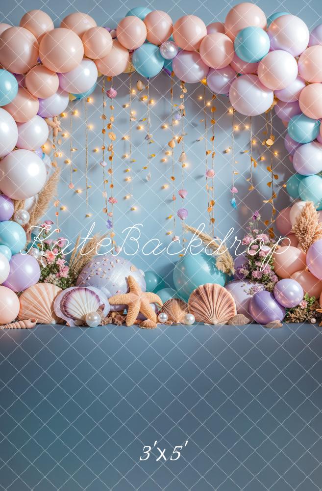 Arco de globos de sirena océano fondo