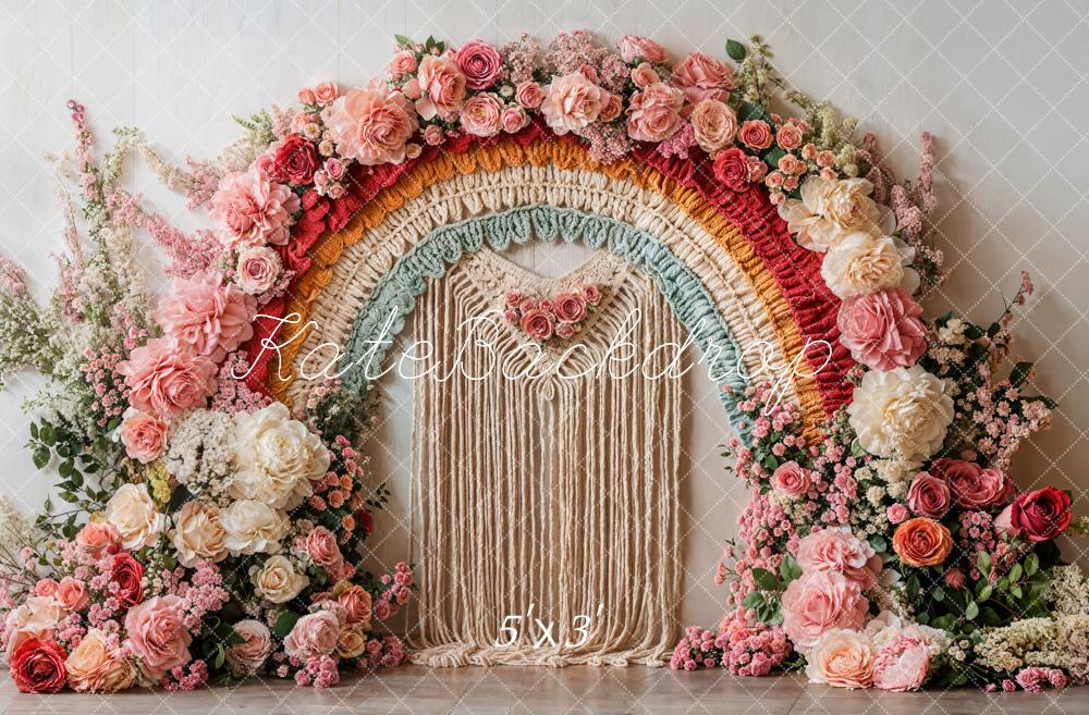 Spring Boho Flower Rainbow Arch Foto Achtergrond Designed by Emetselch