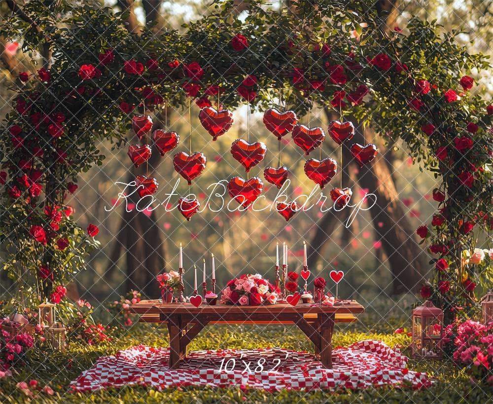 Arco de Flores de Picnic Corazones Fondo Diseñado por Mini MakeBelieve