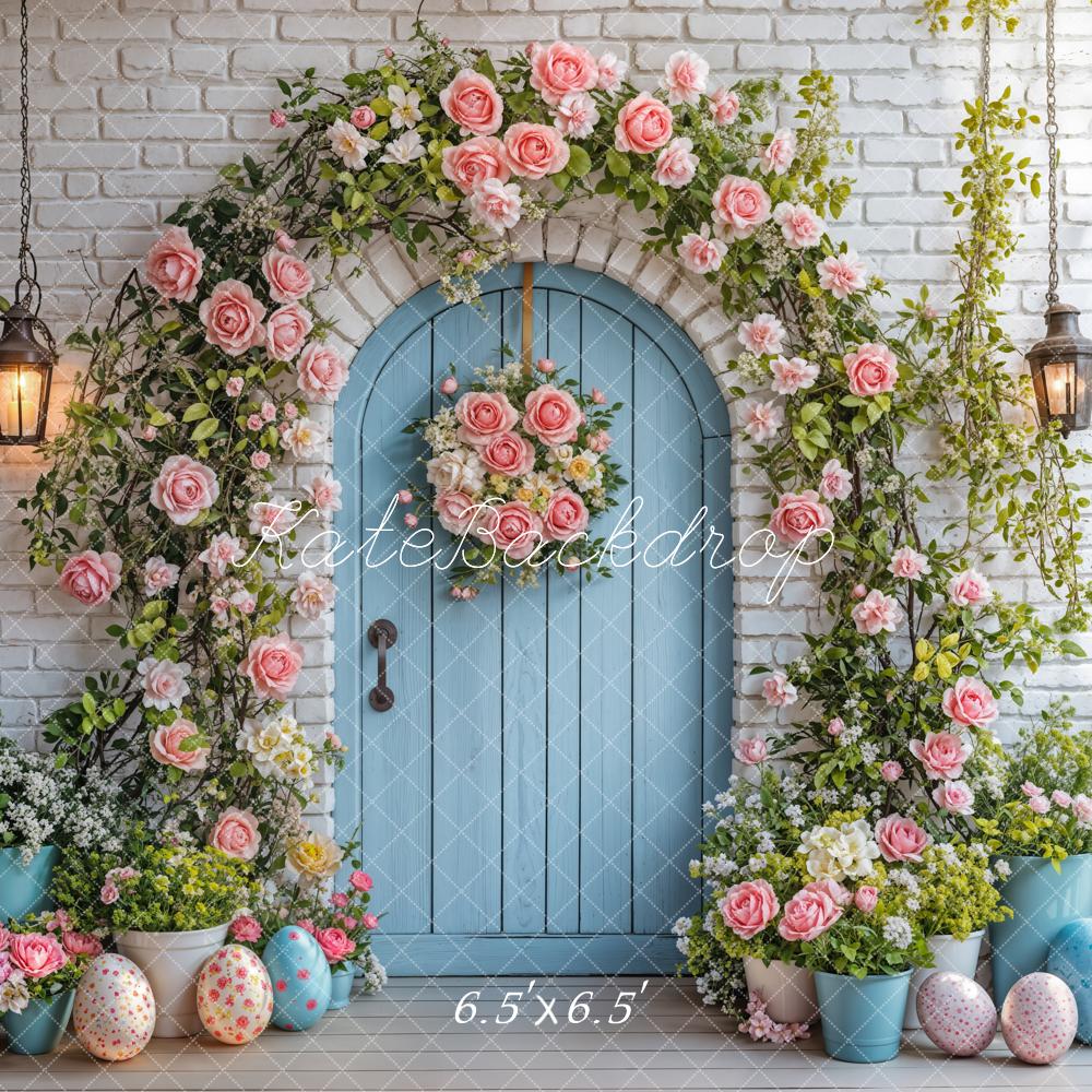 Kate Easter Flower Arch Blue Door Backdrop Designed by Emetselch