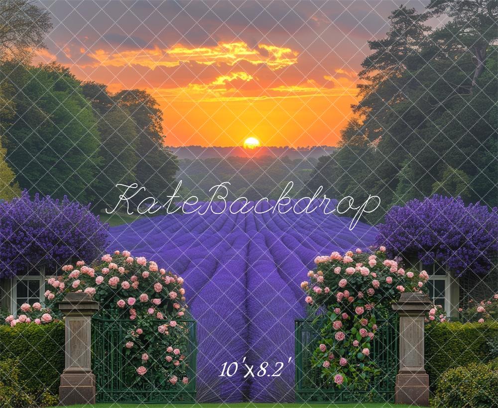 Kate  Lavender Field Garden Sunset Backdrop Designed by Mini MakeBelieve