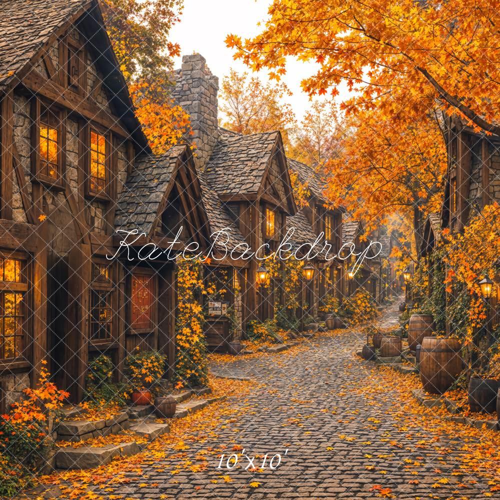 Kate Fall Village Street Maple Tree Backdrop Designed by Emetselch