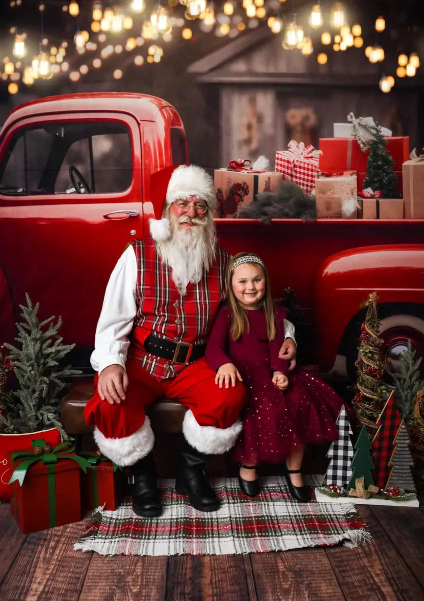 Kate Christmas Red Full Truck Backdrop for Photography