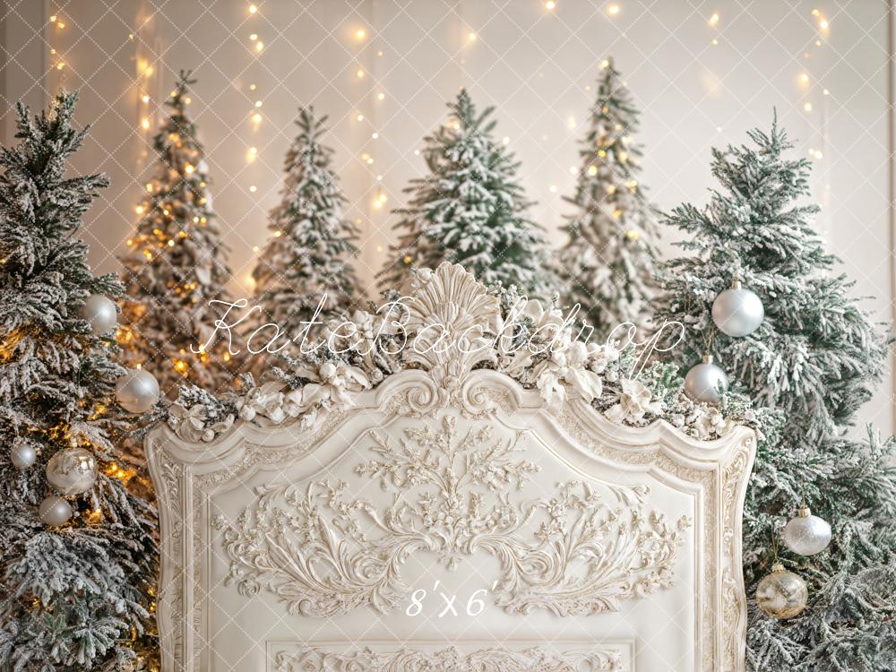 Kate Christmas Snowy Trees Headboard Backdrop Designed by Emetselch