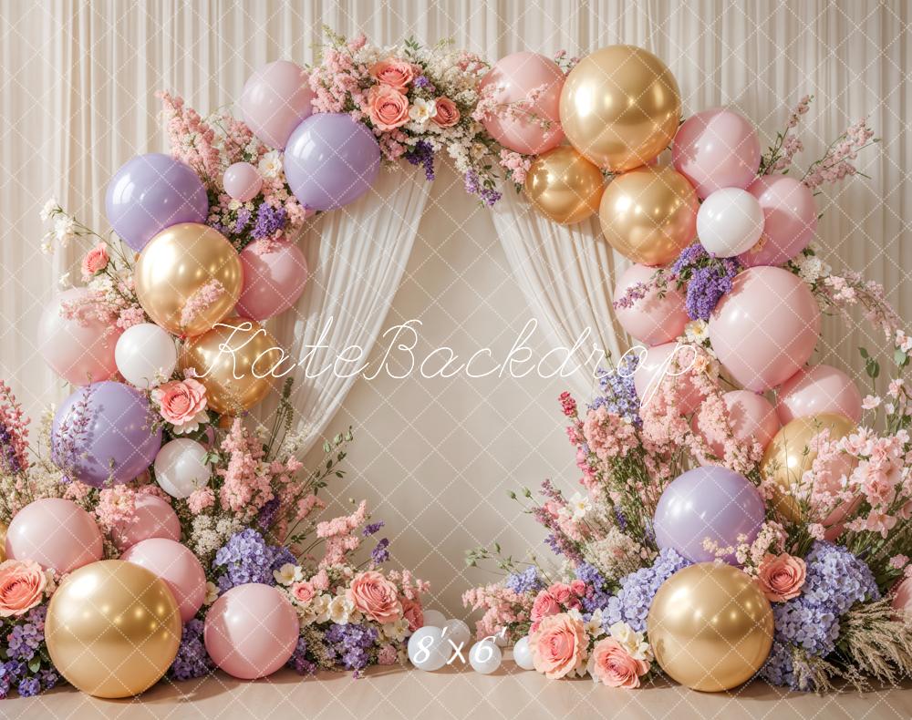 Kate Cake Smash Flower Arch Balloon Backdrop Designed by Emetselch