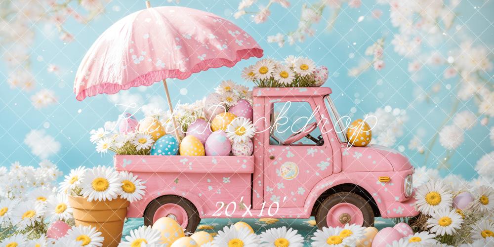 Kate Easter Truck Flowers Umbrella Backdrop Designed by Emetselch