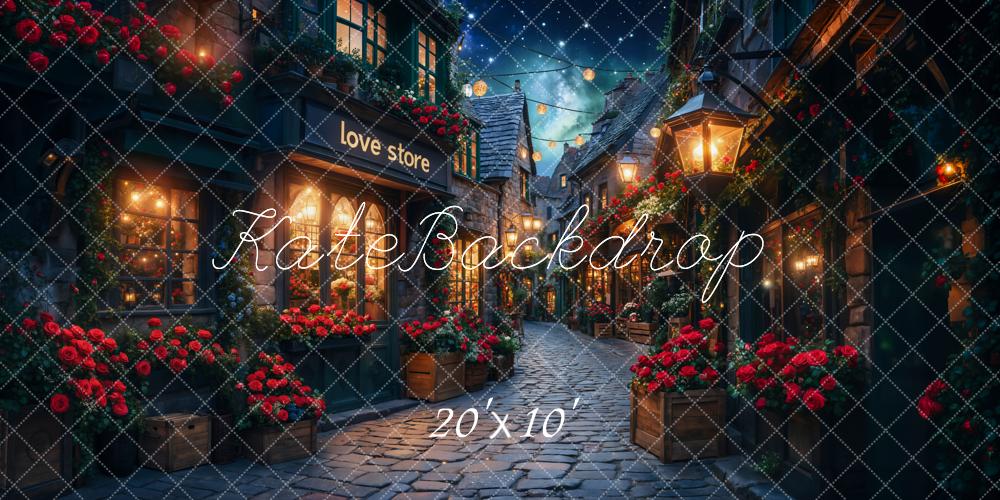 Kate Valentine Night Romantic Village Backdrop Designed by Emetselch