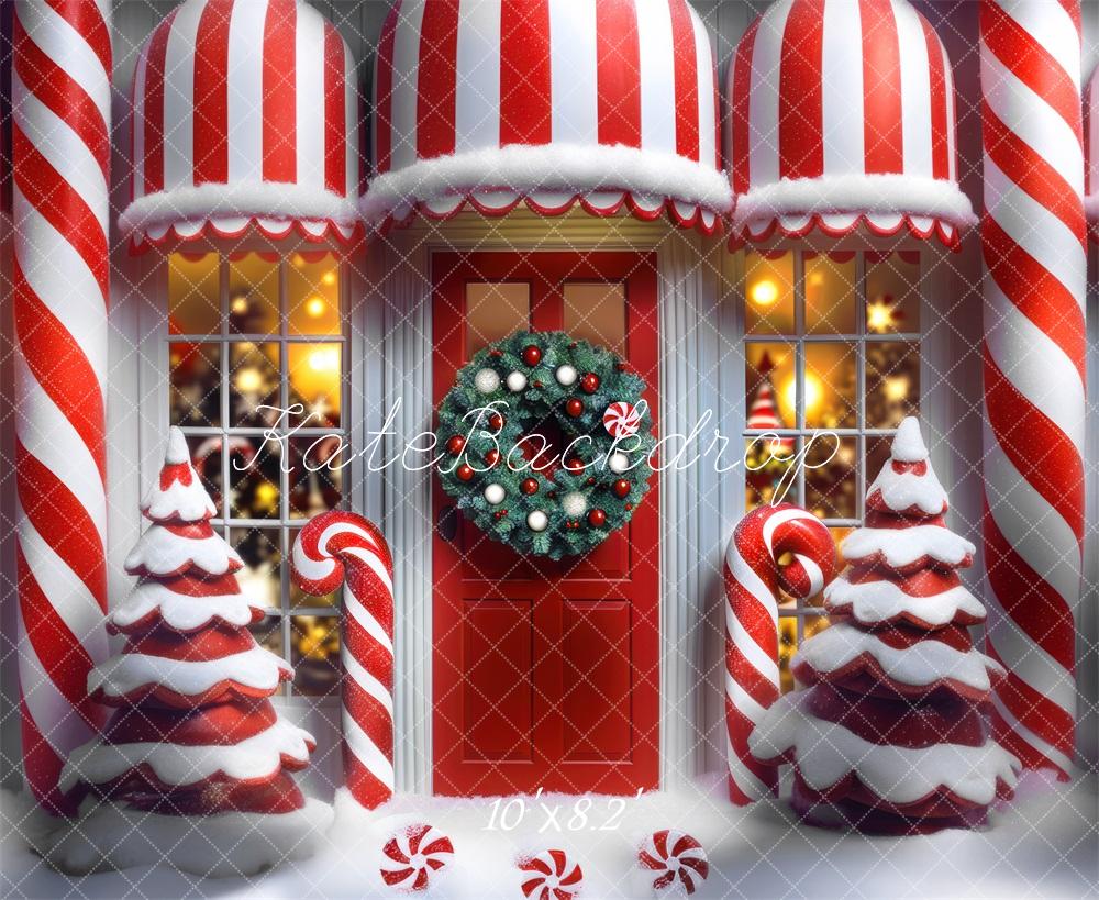 Kate Christmas Candy Cane Peppermint Shop Backdrop Designed by Mini MakeBelieve