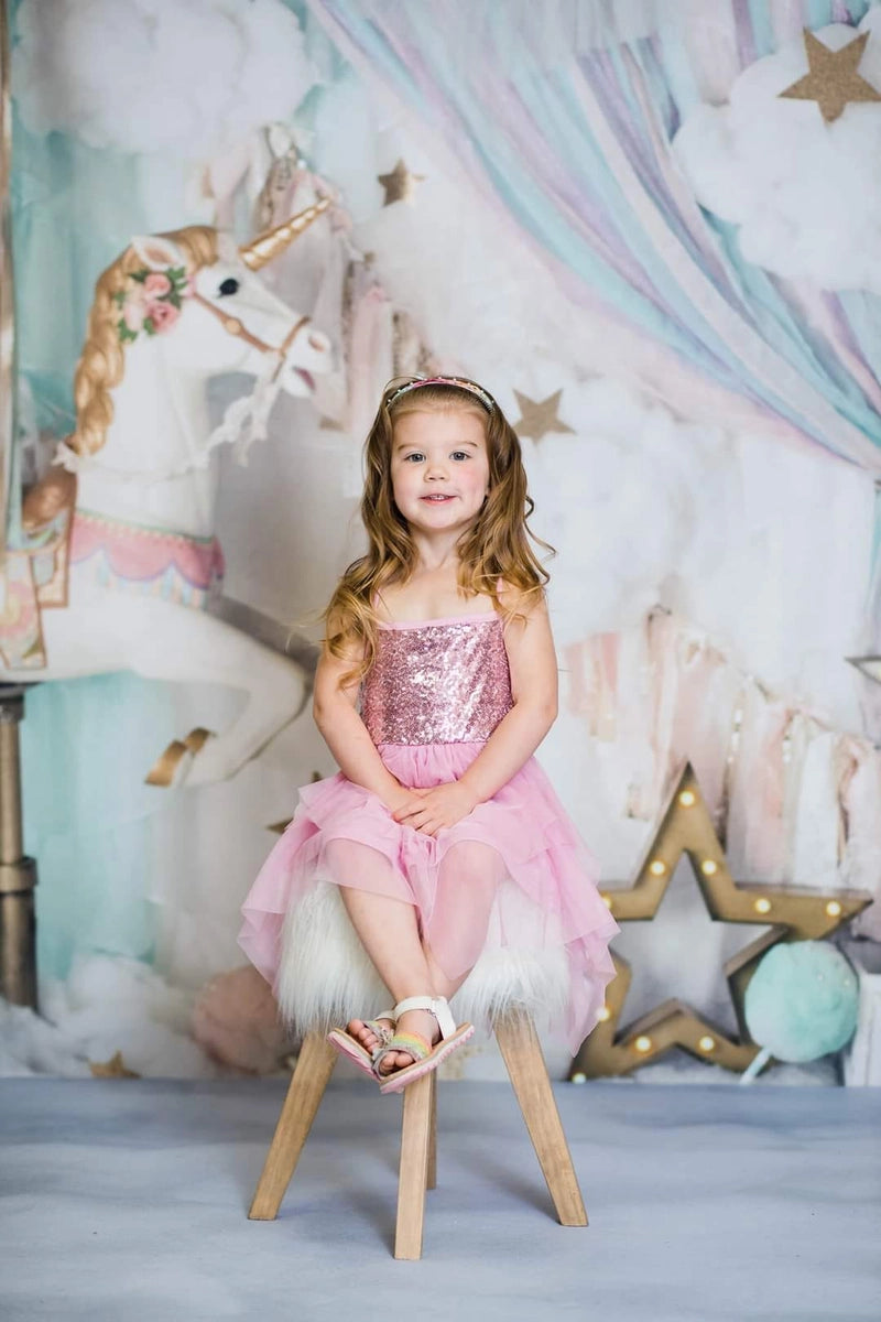 Kate Unicorn Carousel Backdrop Dreams Designed by Mandy Ringe Photography