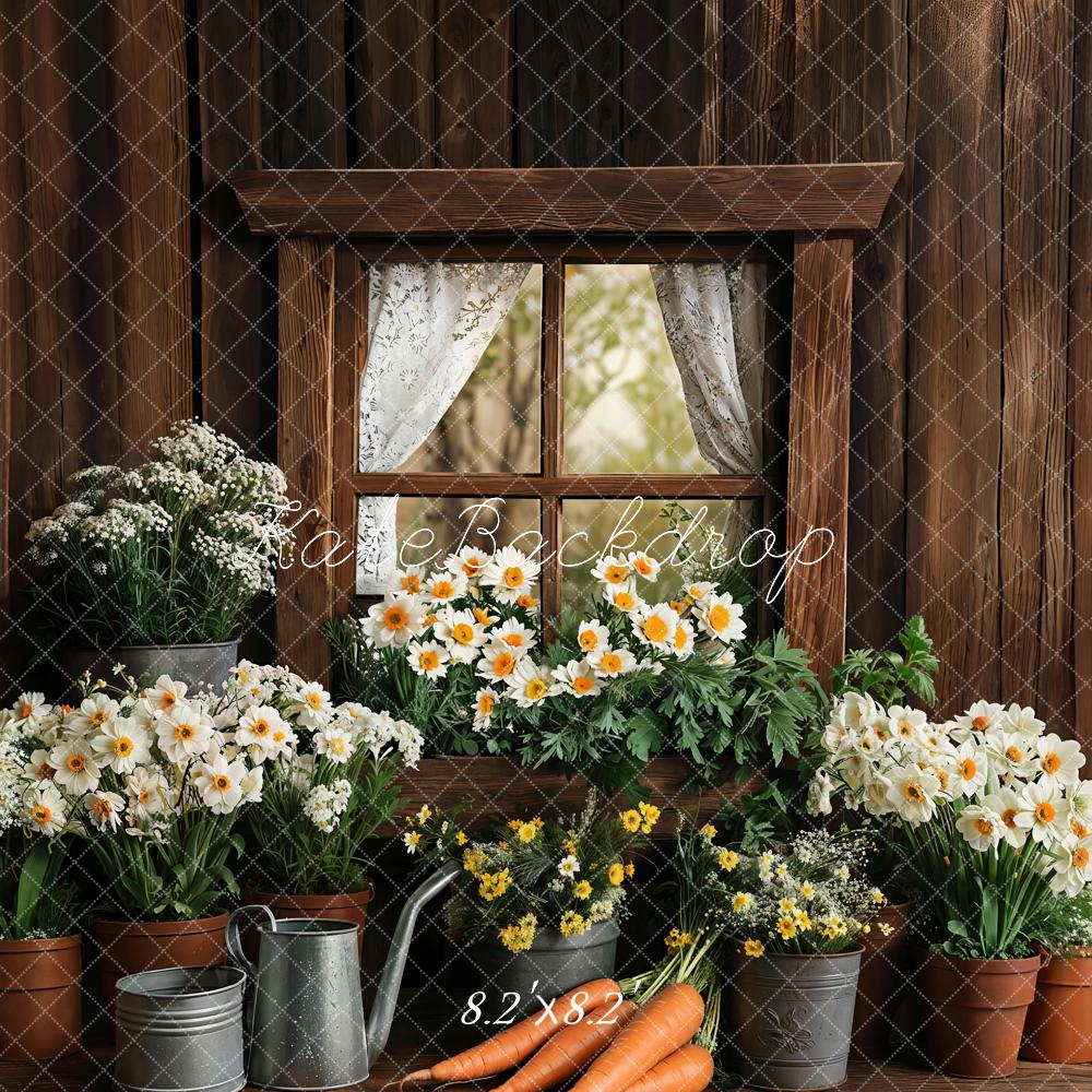 Kate Spring Easter Rustic Floral Window Backdrop Designed by Emetselch