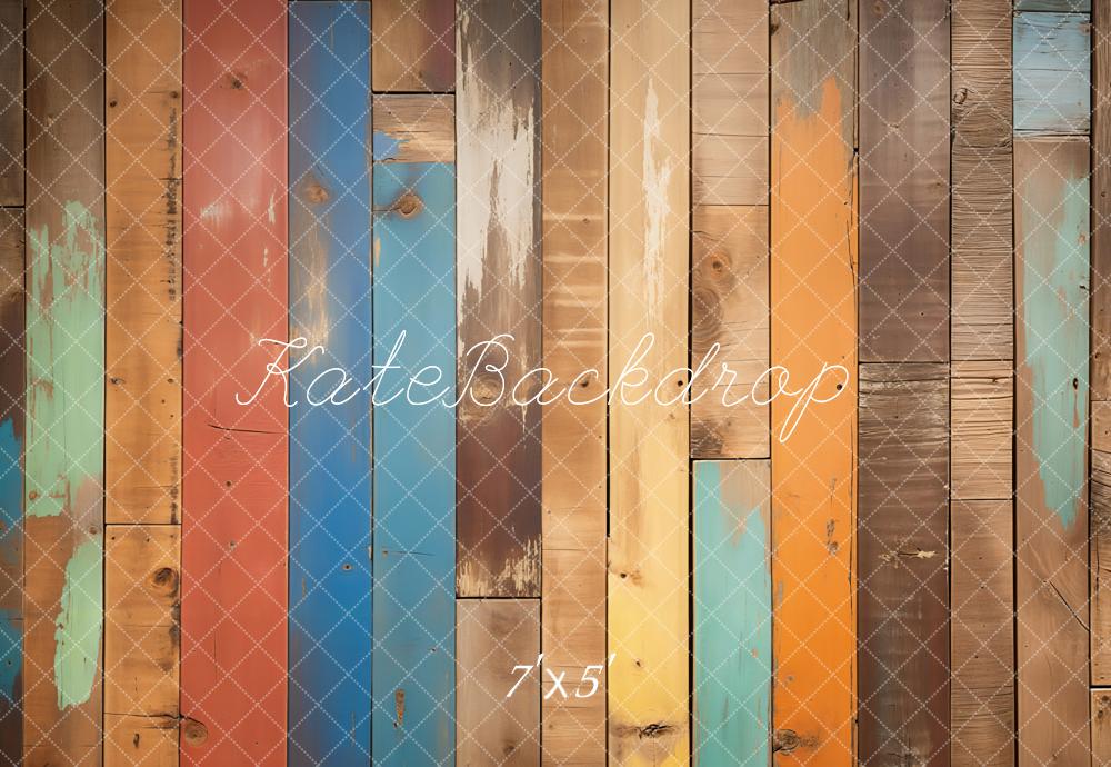 Kate Colorful Retro Wooden Floor Backdrop Designed by Kate Image