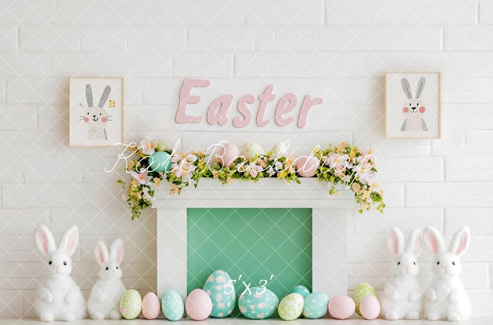 Kate Easter Bunny Egg Fireplace  Backdrop Designed by Patty Roberts