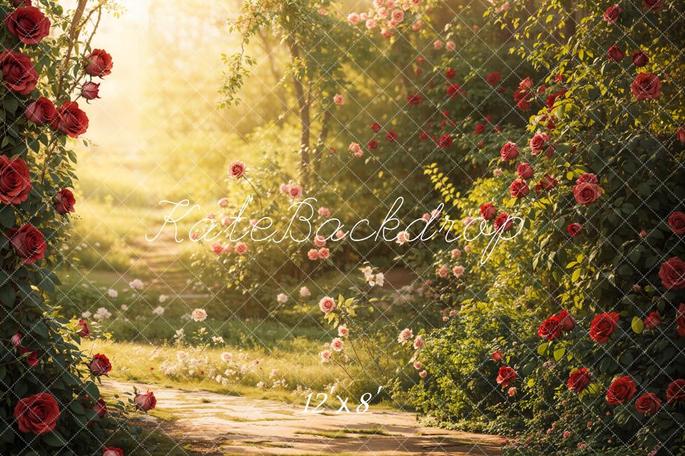 Valentine Garden Rose Sunlight Foto Achtergrond Designed by Emetselch