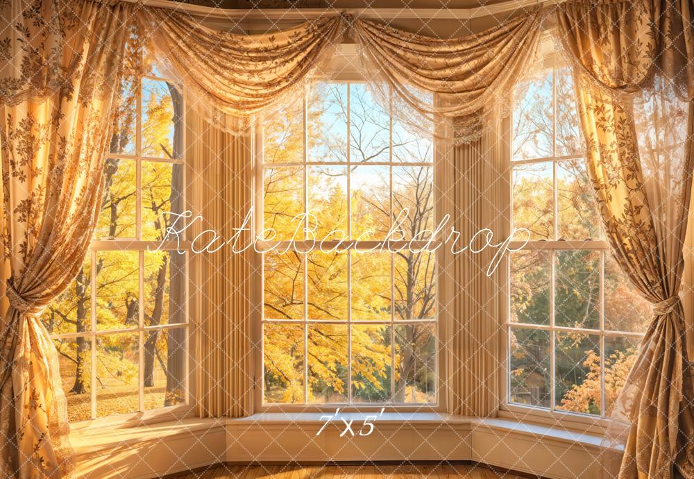 Kate Fall Sunlight Window Curtain Backdrop Designed by Emetselch