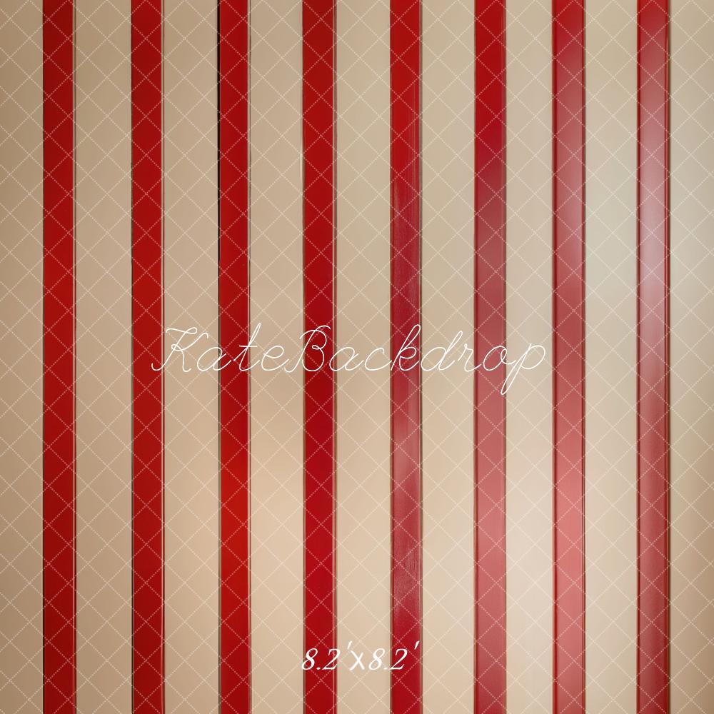 Kate Red Striped Vintage Floor Backdrop Designed by Emetselch