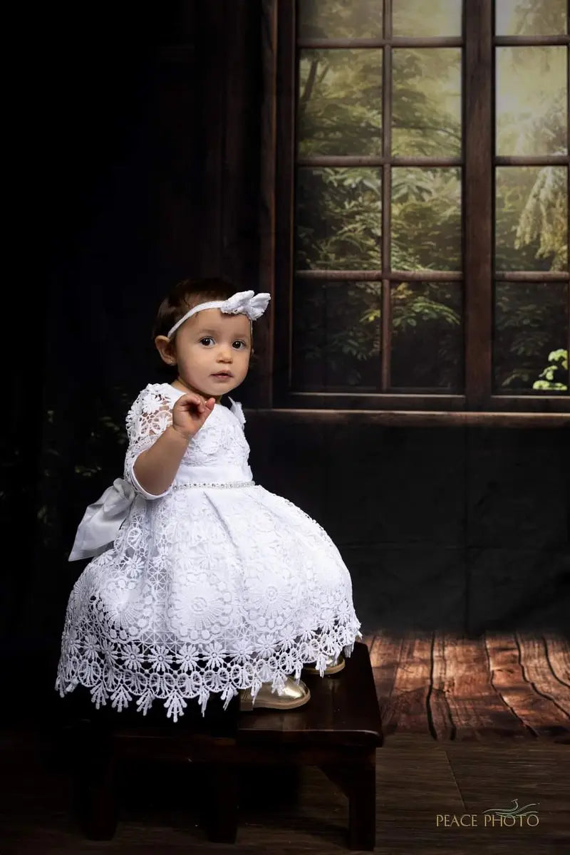 Kate Spring Forest Dark Wooden Cabin Window Backdrop Designed by Lidia Redekopp