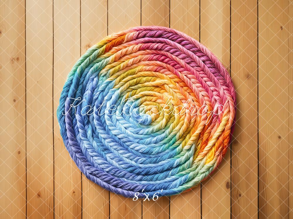 Kate Rainbow Yarn Circle Wooden Backdrop Designed by Emetselch