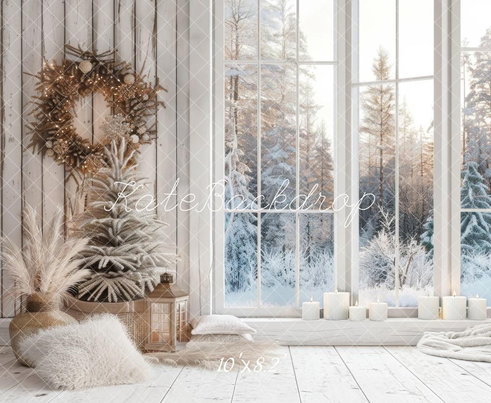 Kate Boho Winter Wreath Rustic Window Backdrop Designed by Lidia Redekopp