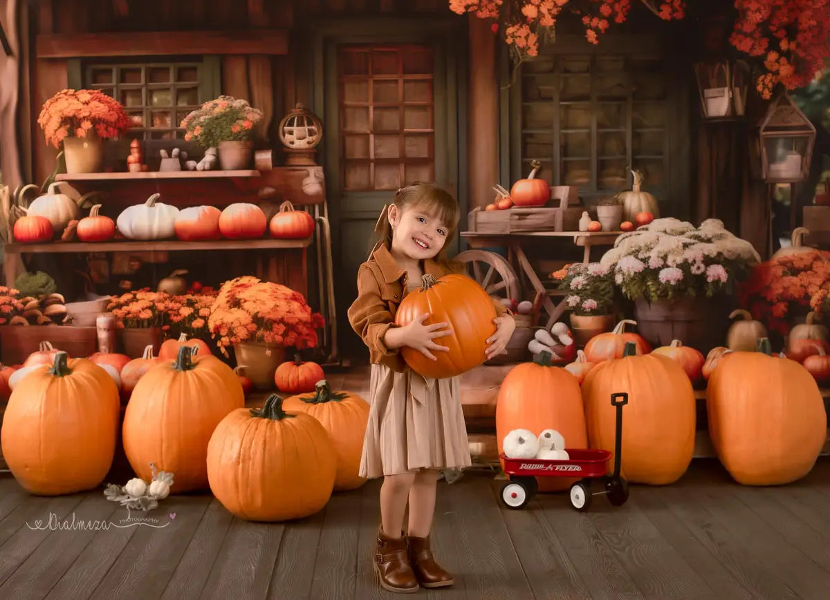 Fondo de Puerta Verde de la Tienda de Calabazas de Otoño Diseñado por Emetselch