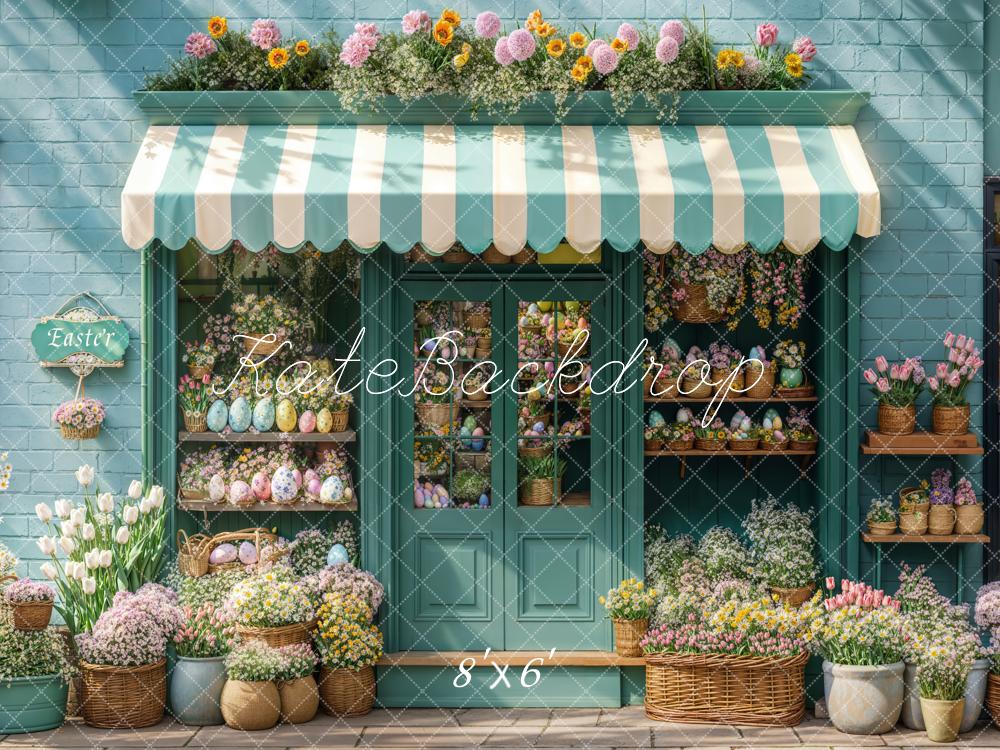 Kate Easter Flower Shop Blue Backdrop Designed by Emetselch