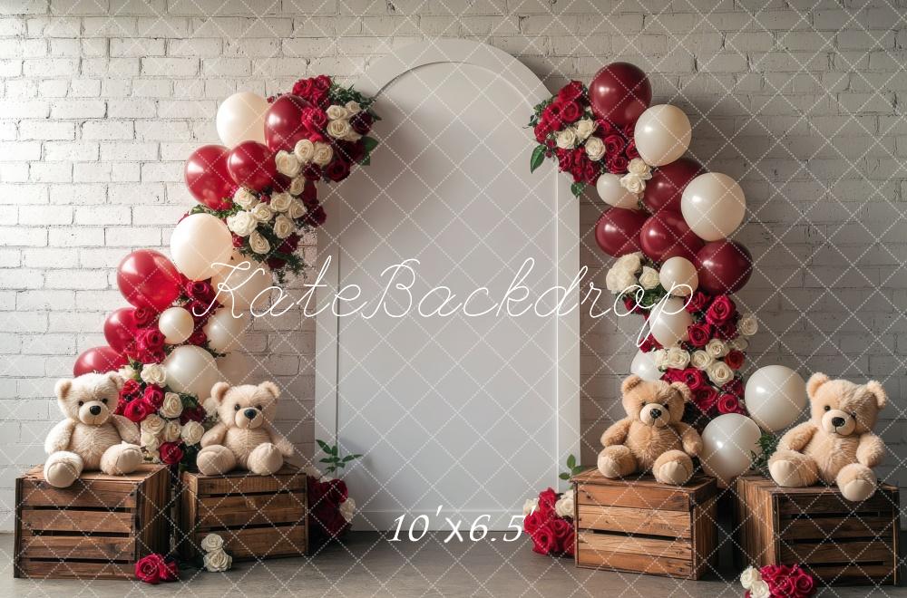 Kate Valentine Balloon Teddy Bear Arch Backdrop Designed by Mini MakeBelieve