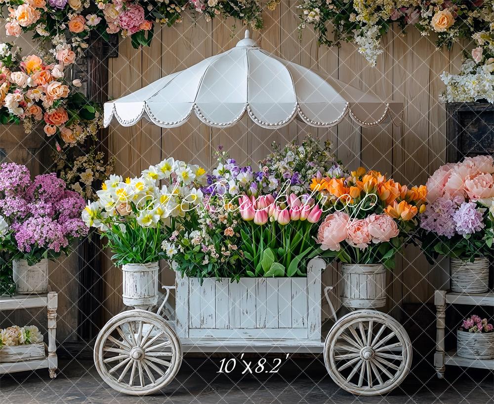 Kate Spring Flower Cart Floral Backdrop Designed by Mini MakeBelieve