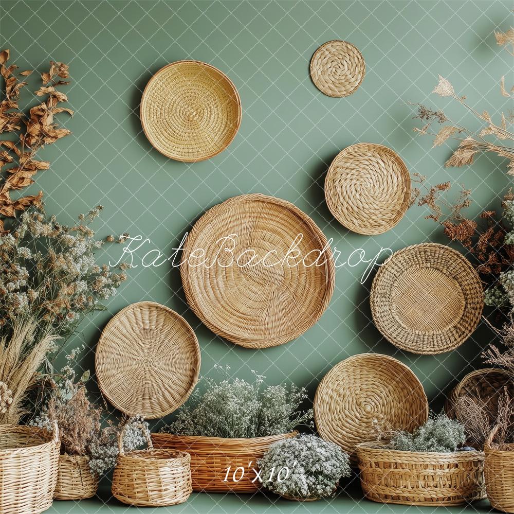 Boho wicker rattan basket selling wall decor