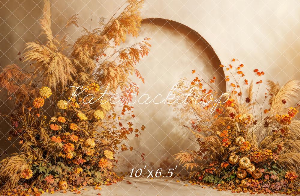 Kate Autumn Fine Art Flower Beige Arched Wall Backdrop Designed by Emetselch