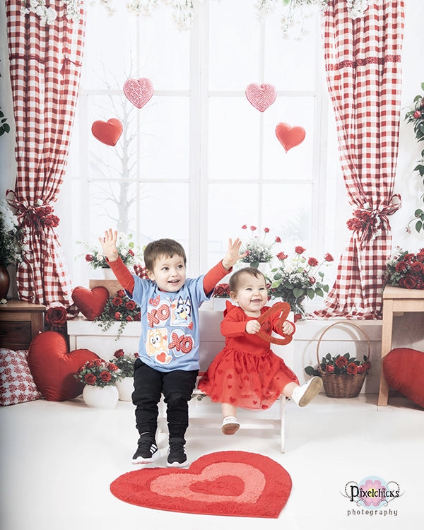 Kate Valentine's Day Window Floral Hearts Backdrop Designed by Emetselch