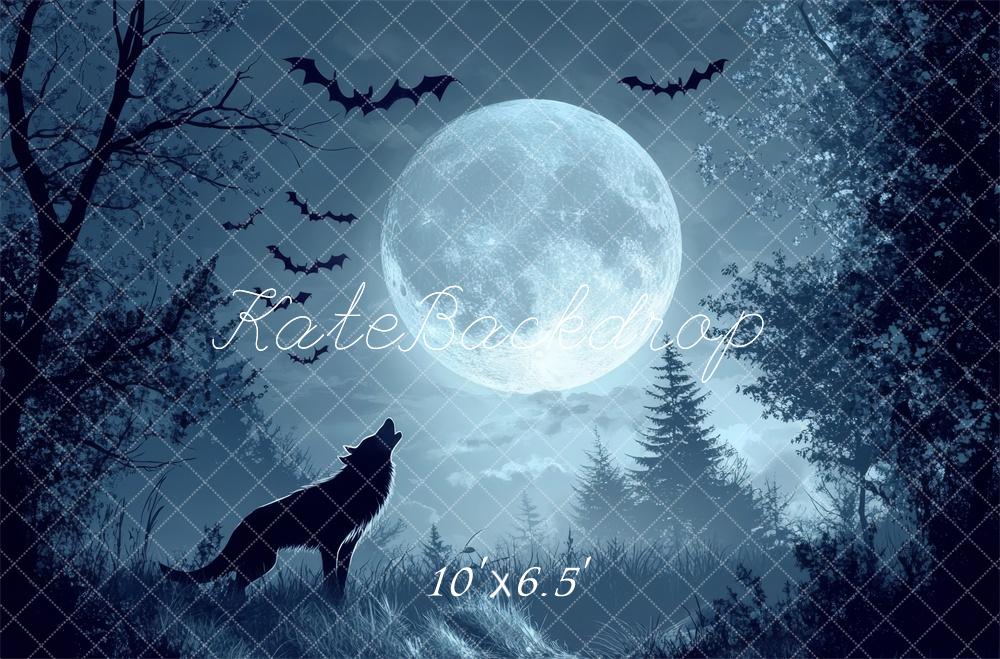 Wolf Aullando Fondo de Luna Llena Diseñado por Lidia Redekopp