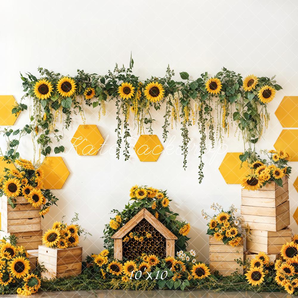 Kate Spring Sunflower Garden Honeycomb Backdrop Designed by Emetselch