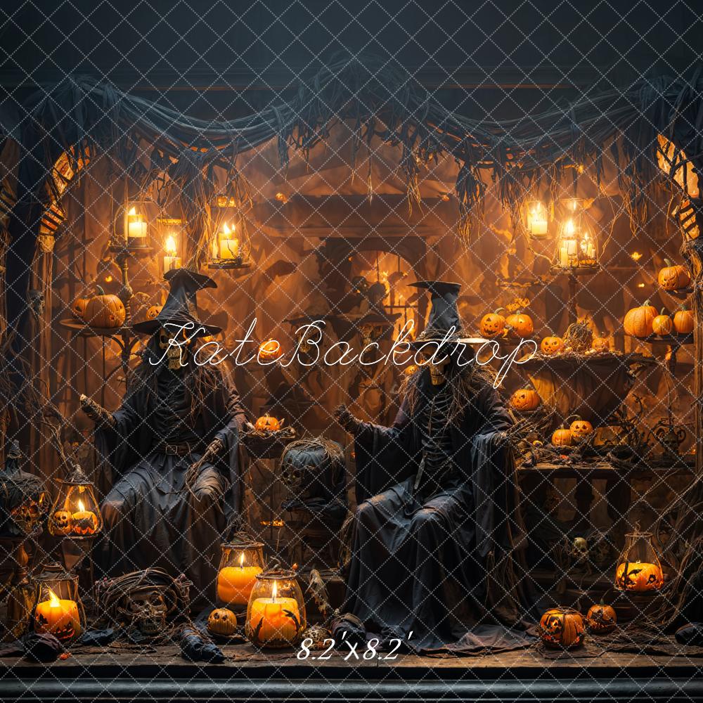 Kate Halloween Street Pumpkin Store Ghost Witch Backdrop Designed by Emetselch