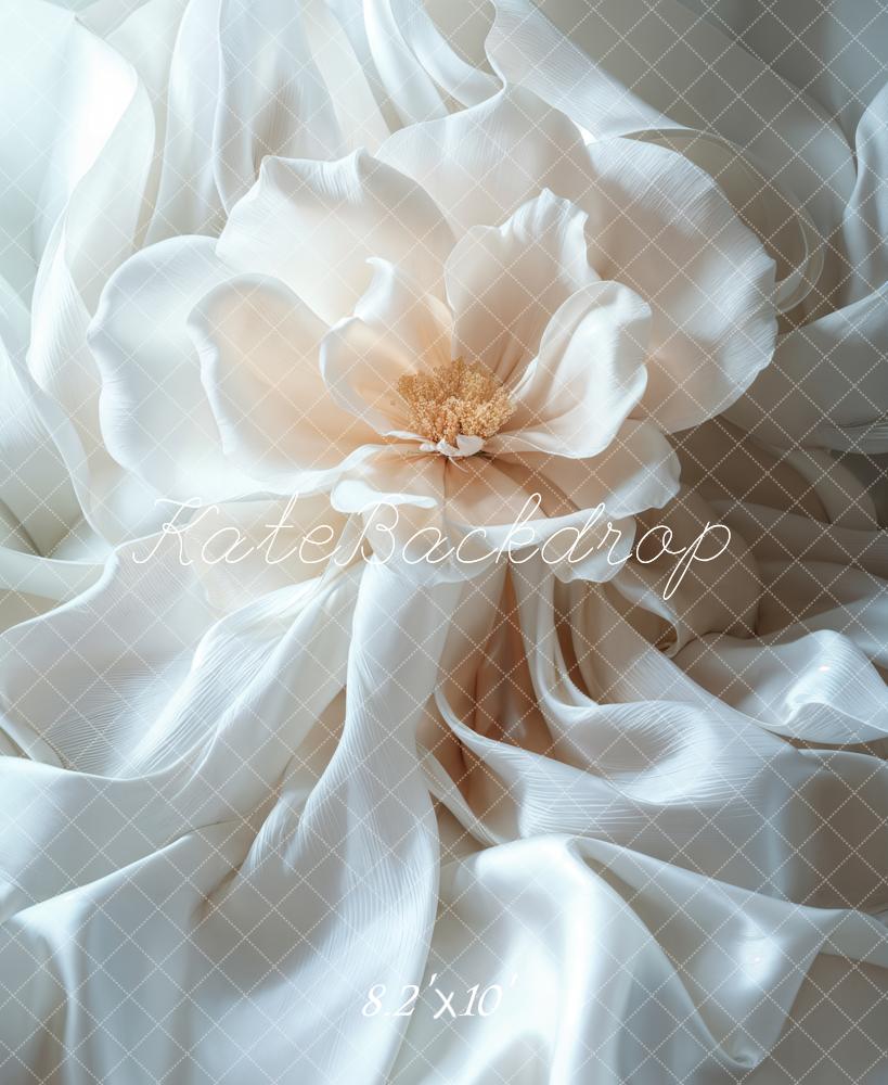 Kate Elegant Floral Silk White Backdrop Designed by Emetselch