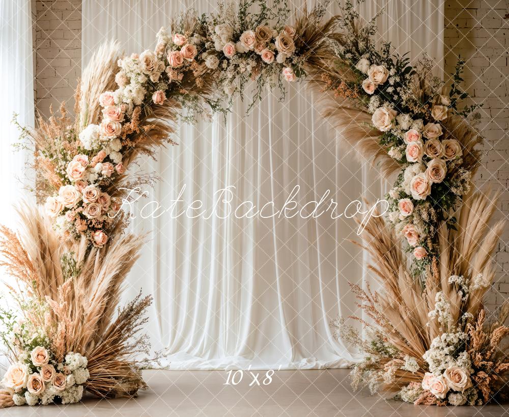 Kate Boho Pampas Grass Flower Arch Backdrop Designed by Emetselch