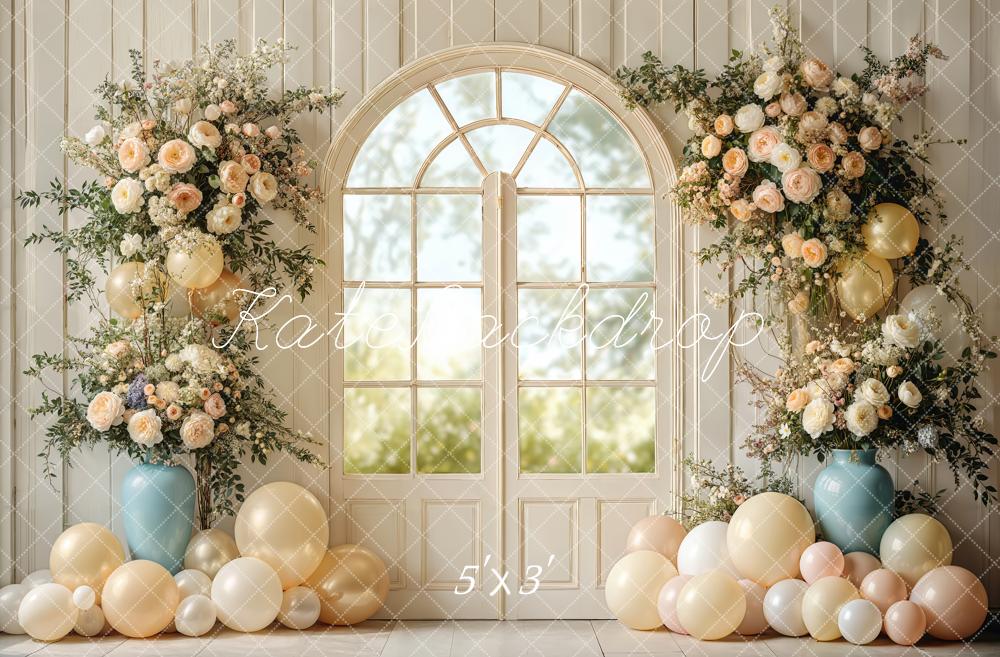 Kate Wedding Floral Arched Window Balloons Backdrop Designed by Emetselch