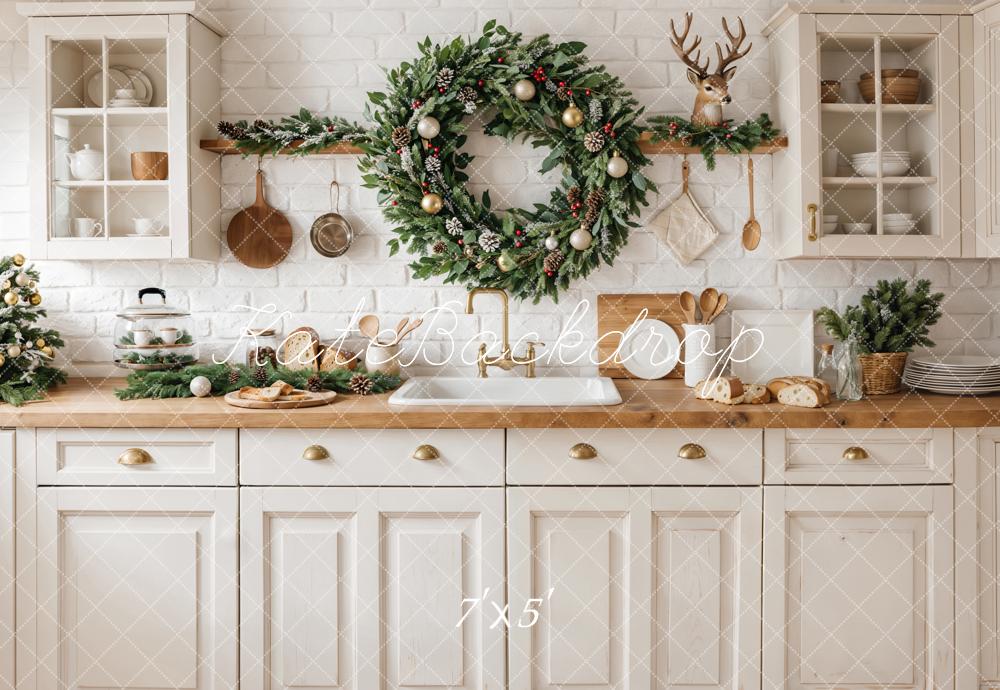 Kate Christmas Kitchen White Cabinets Backdrop Designed by Emetselch