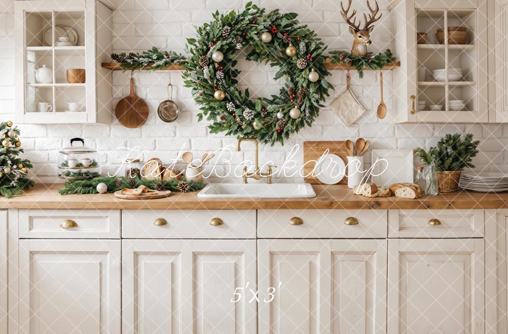 Kate Christmas Kitchen White Cabinets Backdrop Designed by Emetselch