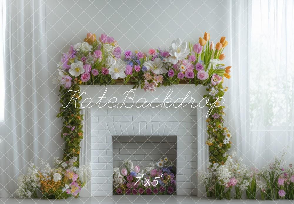 Kate Spring Flower Arch Fireplace Backdrop Designed by Mini MakeBelieve