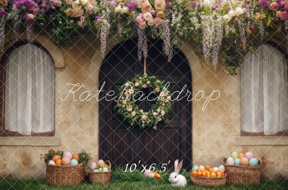 Kate Easter Bunny Floral Wreath Door Backdrop Designed by Mini MakeBelieve